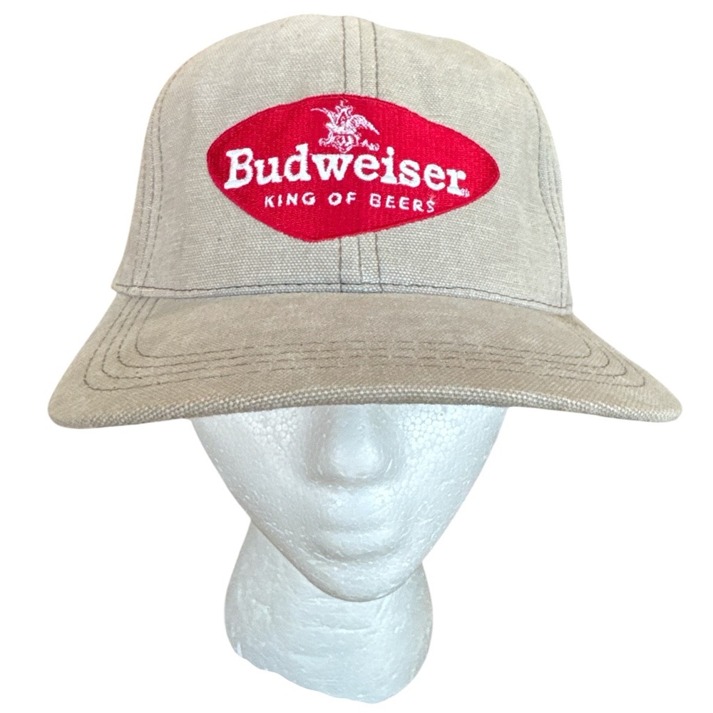 Vintage 90’s Budweiser Hat/Cap USA Made‎ King Of Beers Tan/Strap Brew Beer Hat
